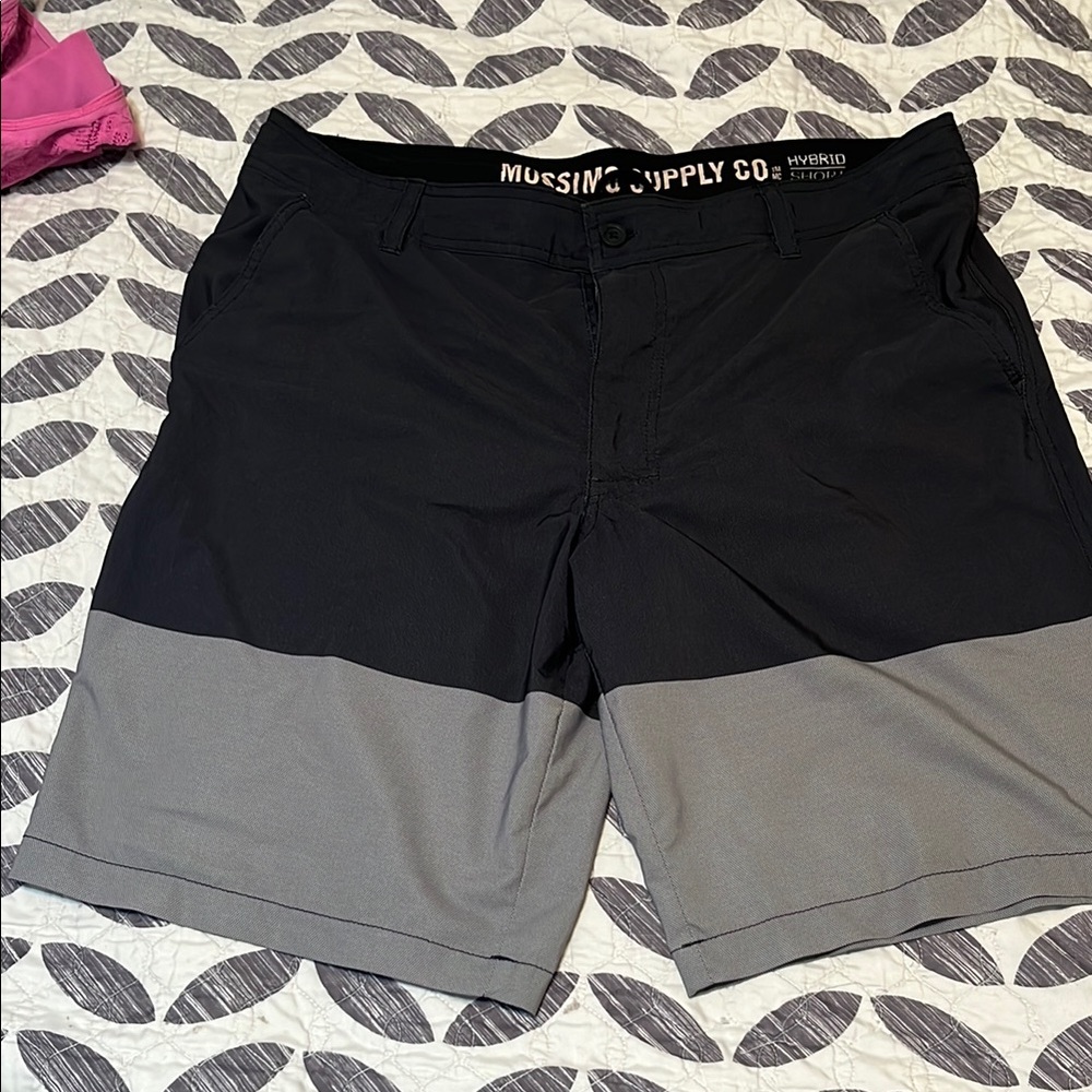 Mossimo Supply Co. Black and Gray Hybrid Swim Shorts